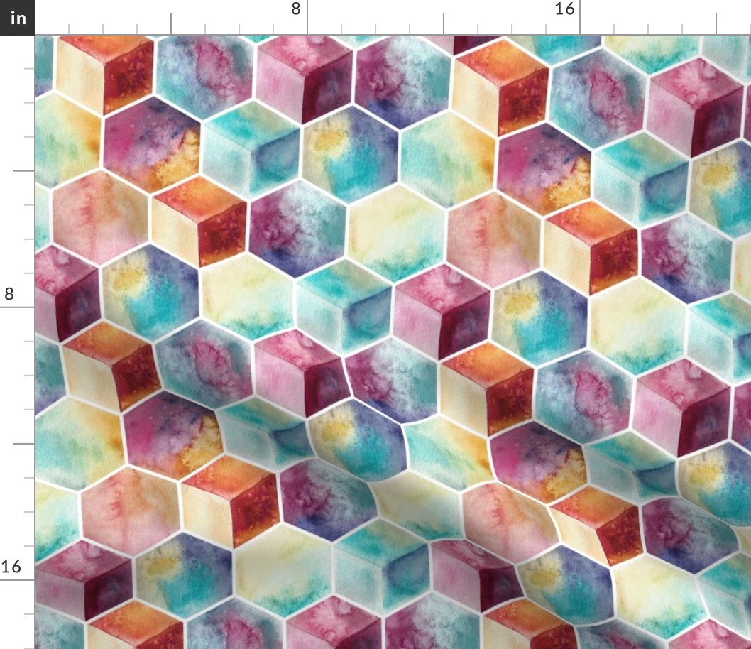 watercolor hexagons