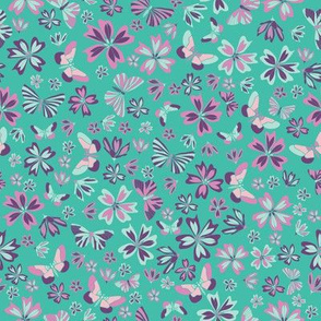 Classic in aqua green floral with butterflies