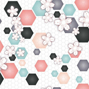 Cherry blossoms on Hexagons