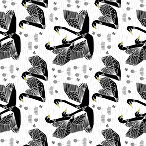 swan fabric // swans origami swan fabric black and white swans