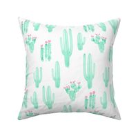 17-15K Large Scale Cactus Watercolor || Pink Mint Jade Green White Succulent Southwest Saguaro_Miss Chiff Designs