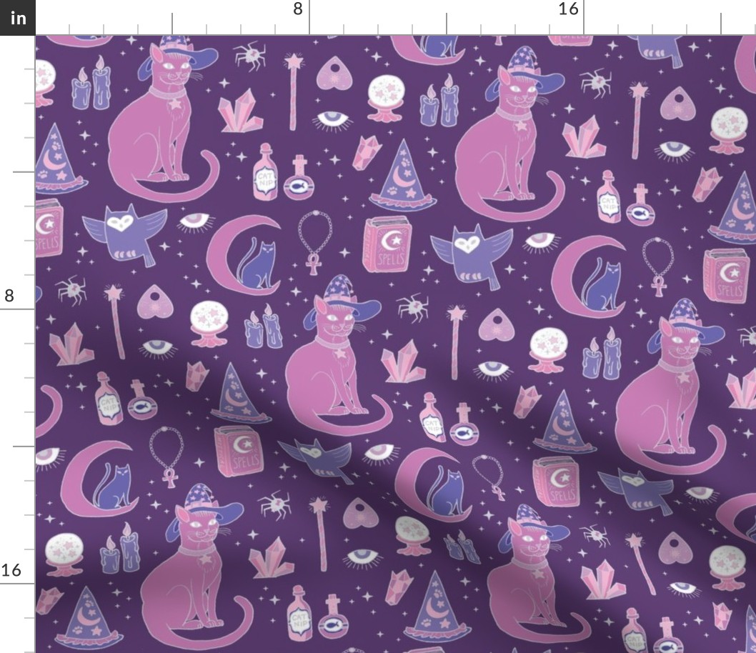 Mystical Cats in Purple