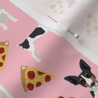 Rat Terrier dog fabric pizza pattern pink