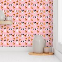 Rat Terrier dog fabric pizza pattern pink