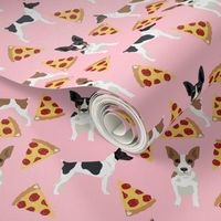 Rat Terrier dog fabric pizza pattern pink