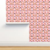 Rat Terrier dog fabric pizza pattern pink