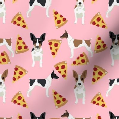 Rat Terrier dog fabric pizza pattern pink