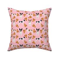 Rat Terrier dog fabric pizza pattern pink