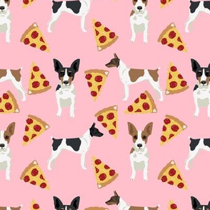Rat Terrier dog fabric pizza pattern pink