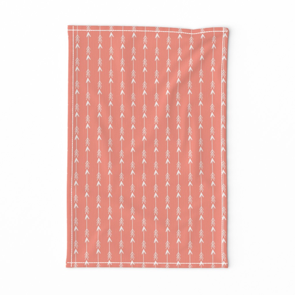 coral arrows fabric // nursery baby coral and white nursery design