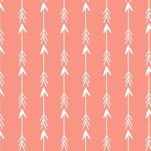 coral arrows fabric // nursery baby coral and white nursery design