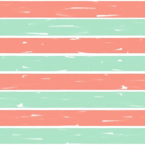 coral and mint stripes // stripe fabric stripes design coral and mint decor