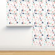 arrows fabric // scattered arrow fabric nursery baby coral and mint nursery fabric