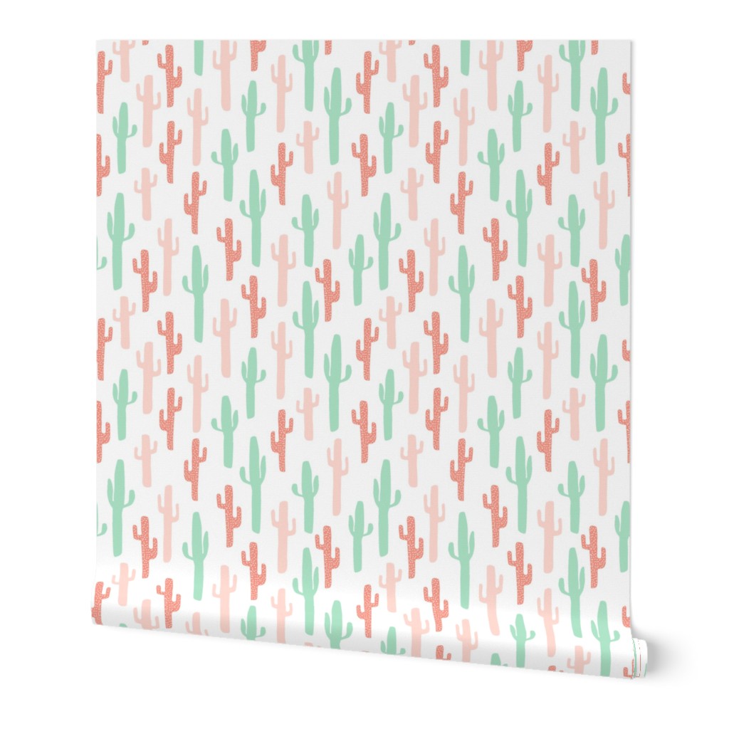 cactus fabric // coral and mint girls fabric nursery baby design