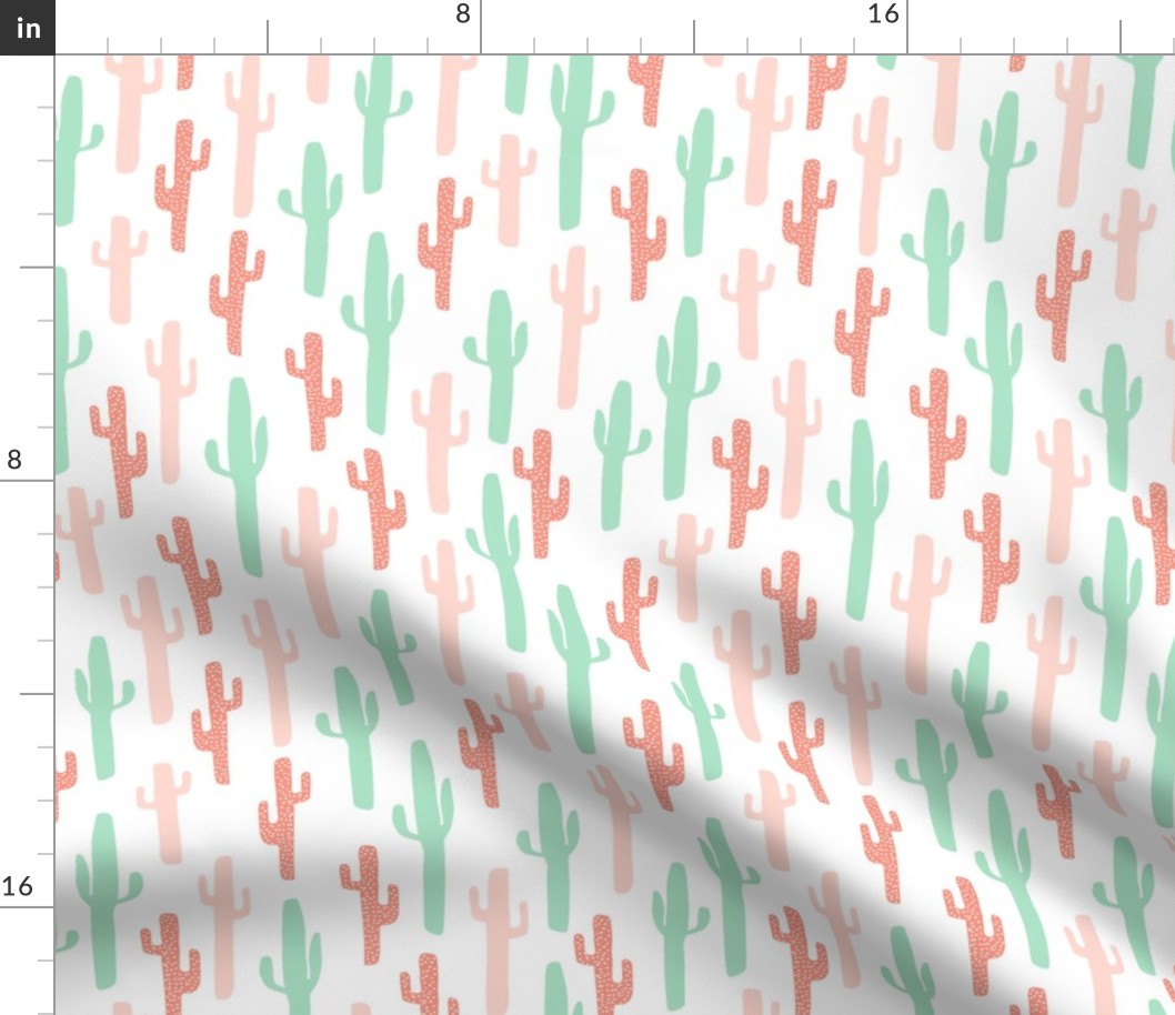 cactus fabric // coral and mint girls fabric nursery baby design