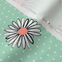 daisy fabric // mint and coral florals fabric flowers design