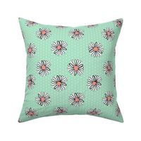 daisy fabric // mint and coral florals fabric flowers design