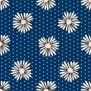 daisies fabric // navy daisy florals fabric flowers design