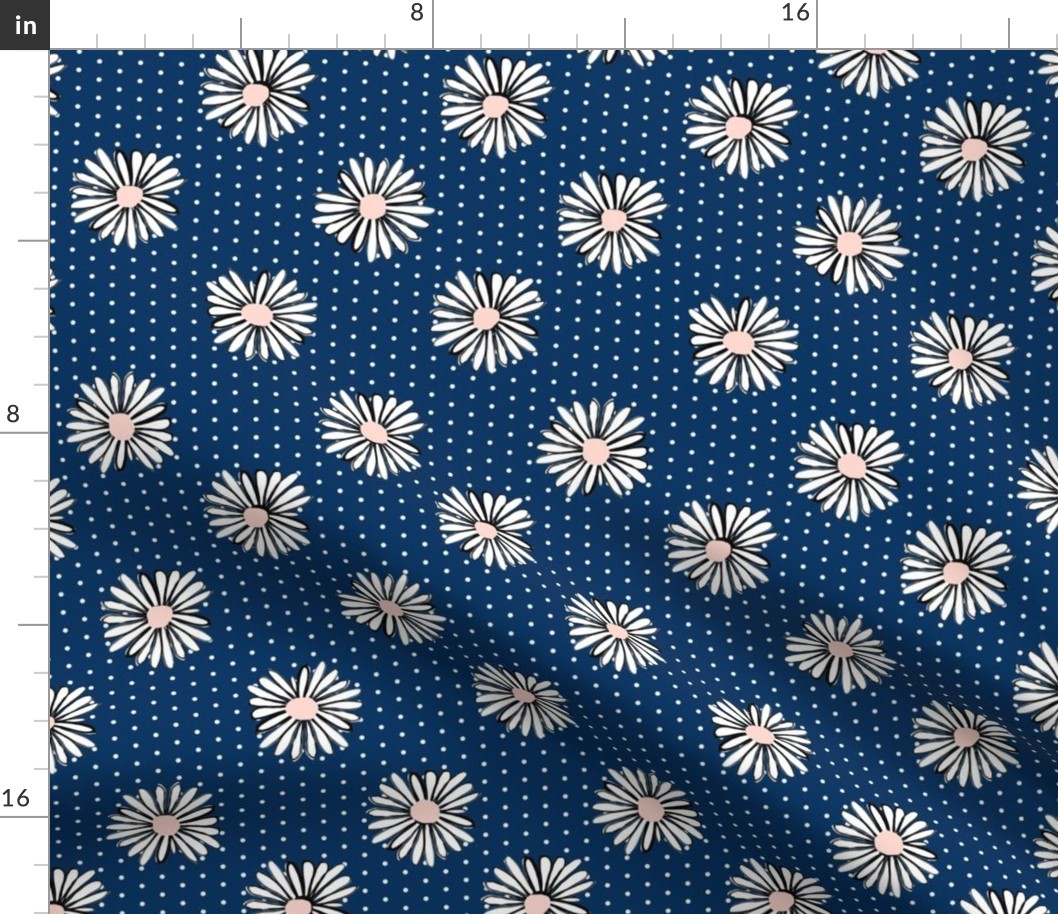 daisies fabric // navy daisy florals fabric flowers design