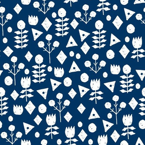 geo flowers fabric // navy and white floral fabric nursery baby sweet florals