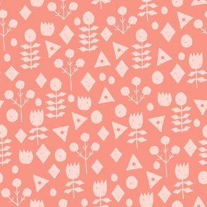 geo flowers fabric // coral and blush girls fabric nursery baby design