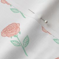 rose fabric // coral roses fabric florals baby nursery fabric - white