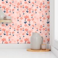 floral fabric // coral and mint baby nursery design sweet girls baby florals