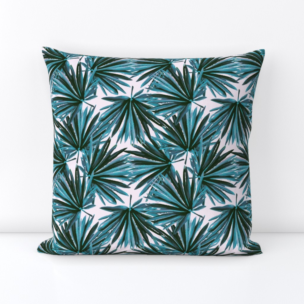 Tropical Palm Leaves in Botanical Green + Shell