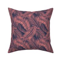 Tropical Palm Leaf Toss in Coral + Navy