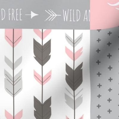 Wholecloth Quilt  - Bears in Pink and Grey - Baby Girl Woodland