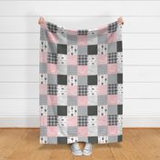 Wholecloth Quilt  - Bears in Pink and Grey - Baby Girl Woodland