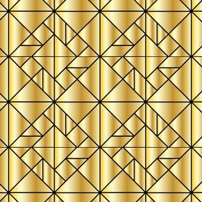 Gold with Black Outlines Tangram and Art Deco Inspired Design