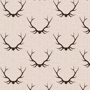 Antlers - Large - Dark Brown on Vanilla Linen