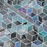 Blue Watercolour Space Hexagons