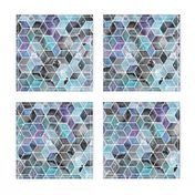 Blue Watercolour Space Hexagons