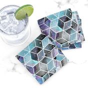 Blue Watercolour Space Hexagons