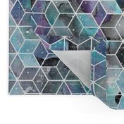 Blue Watercolour Space Hexagons