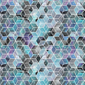 Blue Watercolour Space Hexagons
