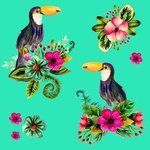 8" FLORAL TOUCAN / BRIGHT GREEN