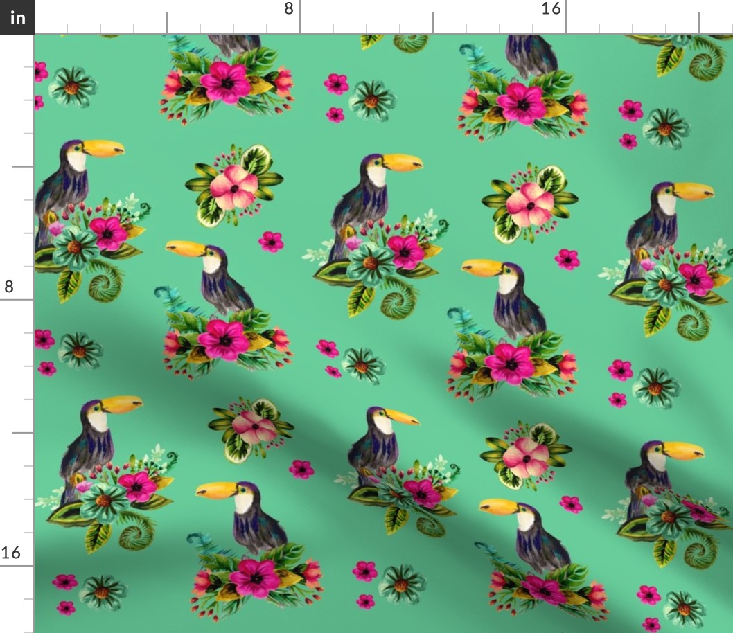 FLORAL TOUCAN / GREEN