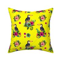 8" FLORAL TOUCAN / BRIGHT YELLOW