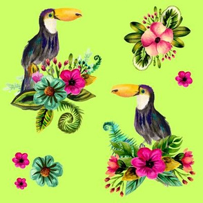 FLORAL TOUCAN / BRIGHT GREEN