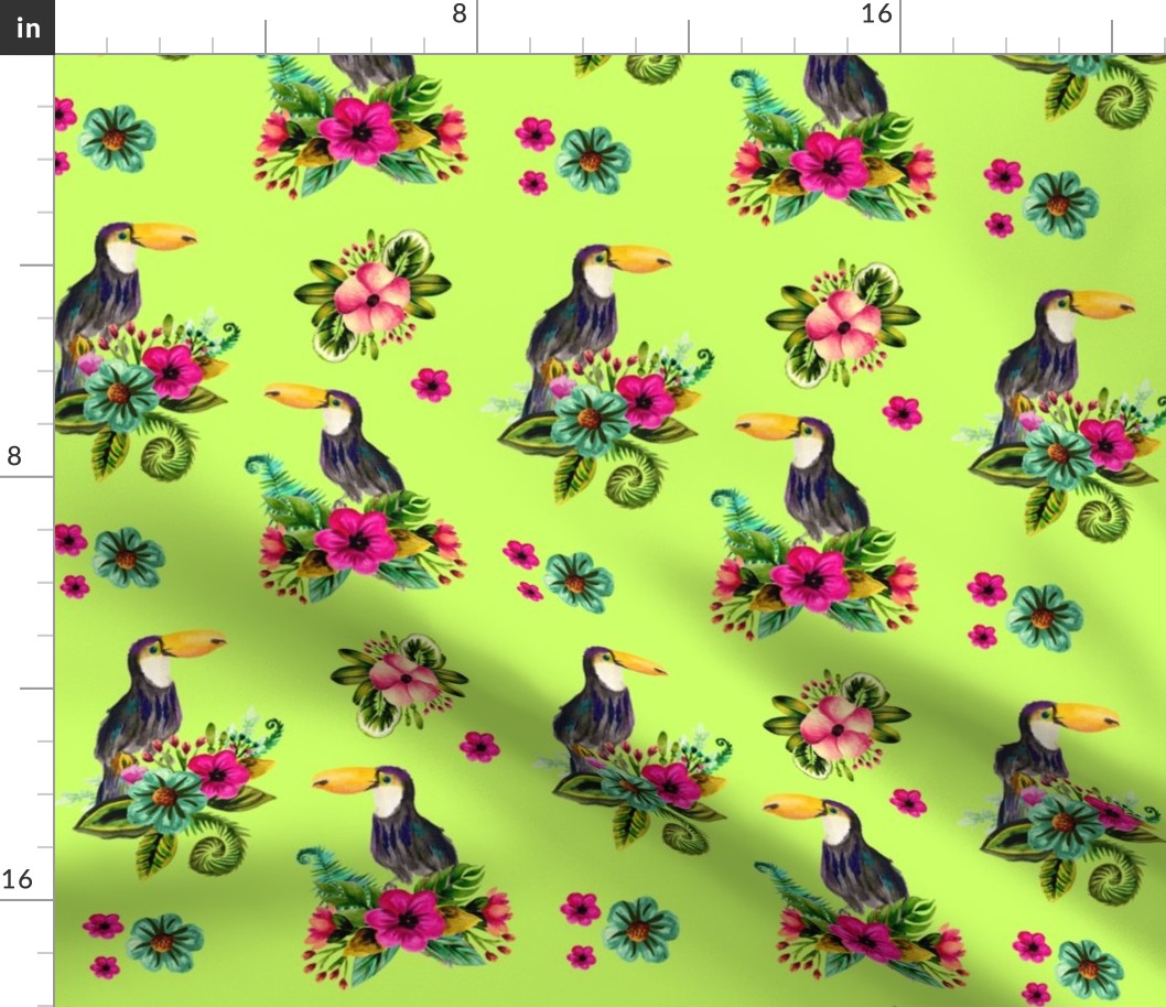 FLORAL TOUCAN / BRIGHT GREEN