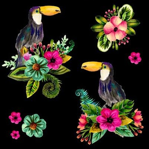 8" FLORAL TOUCAN / BLACK