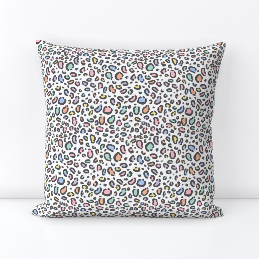 pastel rainbow leopard print fabric