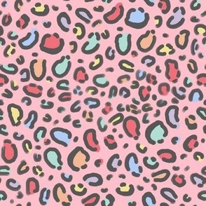pink rainbow leopard print fabric