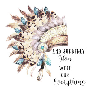 56"X72" / 2 YARDS / YOU WERE OUR EVERYTHING / TAN & AQUA HEADDRESS