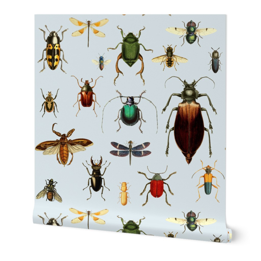 BUGS COLLECTION / VINTAGE / BLUE Wallpaper | Spoonflower