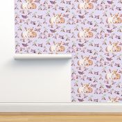 Bunnies in Love Garden, Lilac Floral