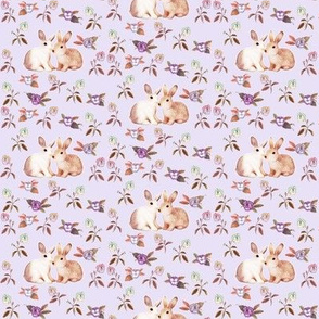 Bunnies in Love Garden, Lilac Floral